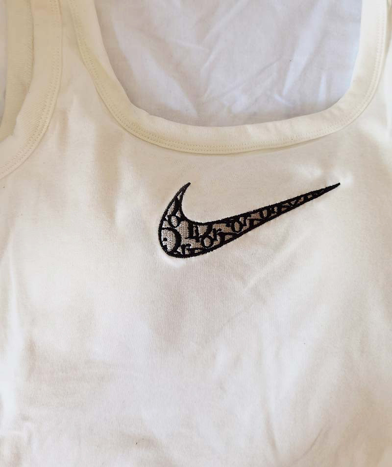 Embroidered N!ke Air D!or Swoosh Padded Crop Tank Top 5 Trendy