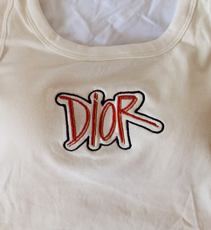Embroidered Triple Lines D!or Padded Crop Tank Top 5 Trendy Colors