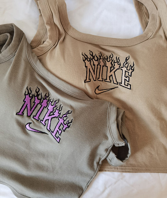 embroidered nike crop top