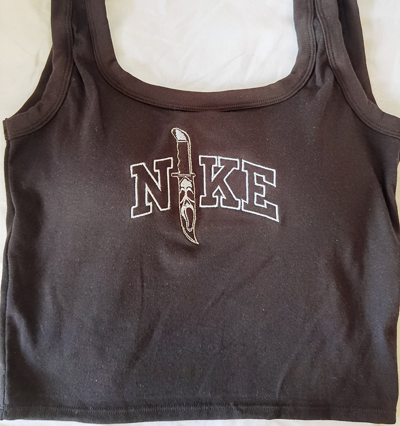 embroidered knife crop top